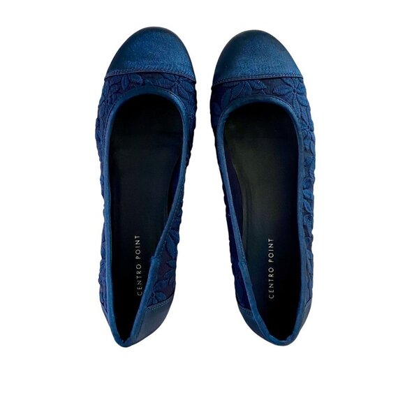 Centro Point Flats Women's Slip On Shoes Size 8 Navy Blue Lace Floral Design NEW - Picture 14 of 14